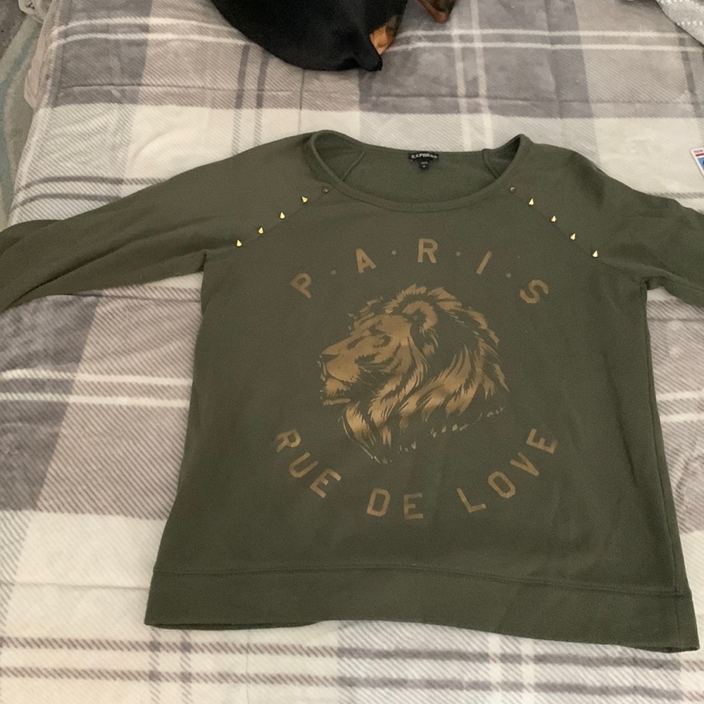 Express Size Large Green 3/4 sleeve sweat shirt